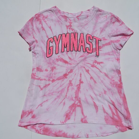 Justice Active Gymnast t-shirt girls top Pink glitter size 12 Cotton 100% - Picture 1 of 9